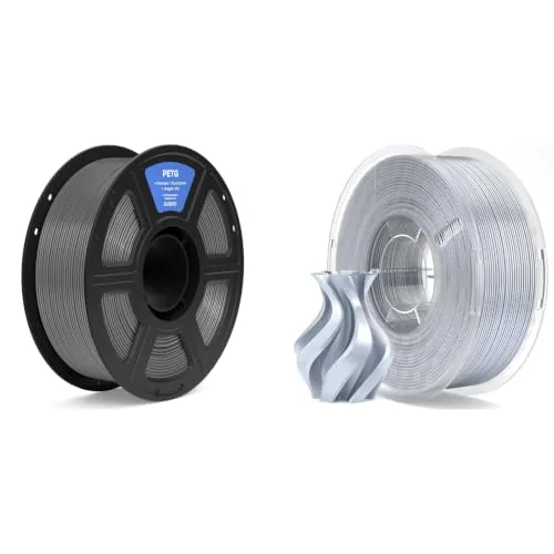 Elegoo ELEGOO PETG Filament Space Gray 1KG & Silk PLA Filament Silver Grey 1KG