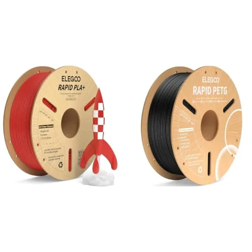 Elegoo ELEGOO Rapid PLA+ Filament Red 1KG & PETG Filament Black 1KG