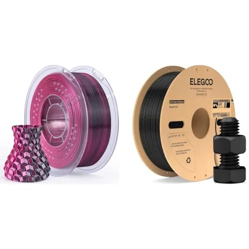 Elegoo ELEGOO Silk PLA Filament Black Red 1KG & ABS Filament Black 1KG