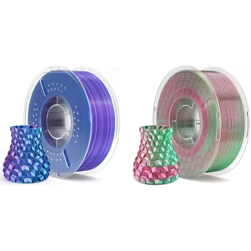 Elegoo ELEGOO Silk PLA Filament Blue Purple 1KG & Silk PLA Green Red 1KG
