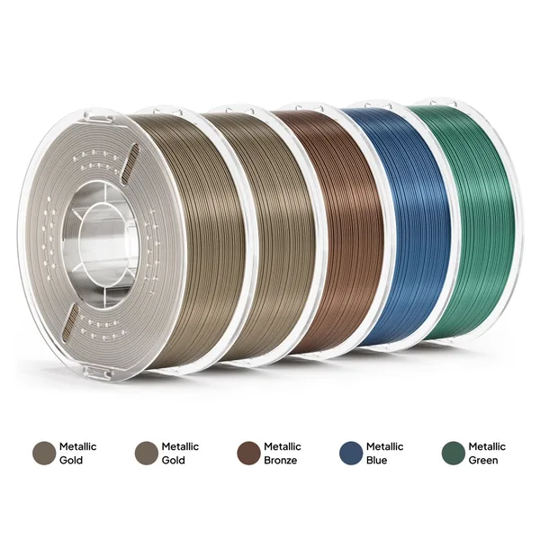 Elegoo PLA Metallic 5-Color Filament Bundle (5 x 1kg) – Color Pack A
