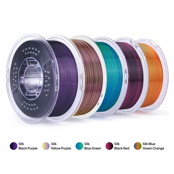 Elegoo PLA Silk 5-Color Filament Bundle (5 x 1kg) – Color Pack C