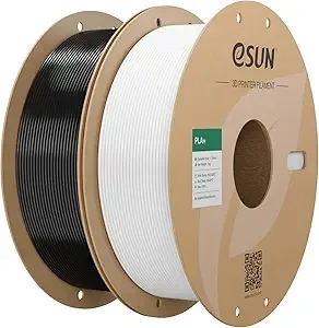 eSUN3D eSUN PLA+ Filament, 3D Printer Filament PLA Plus, Dimensional Accuracy +/-, 1KG per Spool, 2 Spools 3D Printing Filament, Cold White + Black