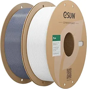 eSUN3D eSUN PLA+ Filament, 3D Printer Filament PLA Plus, Dimensional Accuracy +/-, 1KG per Spool, 2 Spools 3D Printing Filament, Cold White + Grey