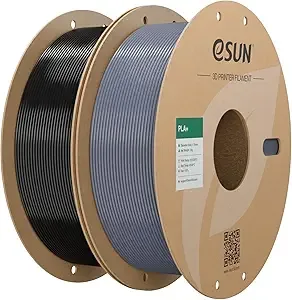 eSUN3D eSUN PLA+ Filament, 3D Printer Filament PLA Plus, Dimensional Accuracy +/-, 1KG per Spool, 2 Spools 3D Printing Filament, Black + Grey