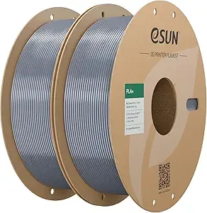 eSUN3D eSUN PLA+ Filament, 3D Printer Filament PLA Plus, Dimensional Accuracy +/-, 1KG per Spool, 2 Spools 3D Printing Filament, Silver