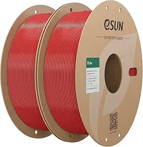 eSUN3D eSUN PLA+ Filament, 3D Printer Filament PLA Plus, Dimensional Accuracy +/-, 1KG per Spool, 2 Spools 3D Printing Filament, Fire Engine Red