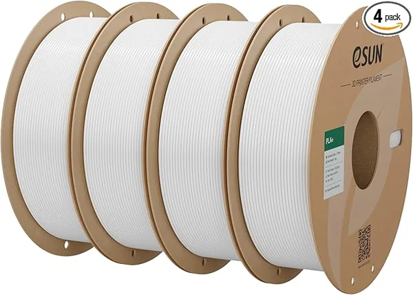 eSUN3D eSUN PLA+ Filament, 3D Printer Filament PLA Plus, Dimensional Accuracy +/-, 1KG per Spool, 4 Spools 3D Printing Filament, Cold White