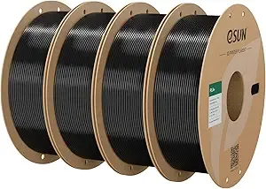 eSUN3D eSUN PLA+ Filament, 3D Printer Filament PLA Plus, Dimensional Accuracy +/-, 1KG per Spool, 4 Spools 3D Printing Filament, Black