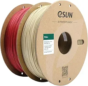 eSUN3D eSUN PLA+ Filament, 3D Printer Filament PLA Plus, Dimensional Accuracy +/-, 1KG per Spool, 2 Spools 3D Printing Filament, Bone White + Fire Engine Red