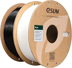 eSUN3D eSUN PLA+ Filament, 3D Printer Filament PLA Plus, Dimensional Accuracy +/-, 1KG per Spool, 2 Spools 3D Printing Filament, White + Black