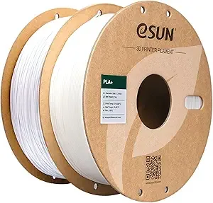 eSUN3D eSUN PLA+ Filament, 3D Printer Filament PLA Plus, Dimensional Accuracy +/-, 1KG per Spool, 2 Spools 3D Printing Filament, White + Cold White