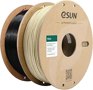 eSUN3D eSUN PLA+ Filament, 3D Printer Filament PLA Plus, Dimensional Accuracy +/-, 1KG per Spool, 2 Spools 3D Printing Filament, Bone White + Black