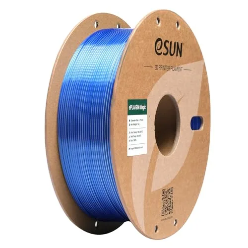 eSUN3D eSUN Silk Magic PLA Filament, Shiny Silk Dual Color Co Extrusion 3D Printer Filament, 1KG (2.2 LBS) Spool 3D Printing Color Change Filament for 3D Printers, Blue Silver