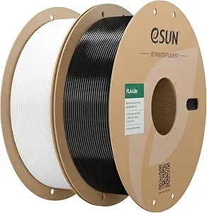 eSUN3D eSUN PLA Filament, High Toughness 3D Printer Filament Upgraded PLA Filament, Dimensional Accuracy +/-, 1KG per Spool, 2 Spools 3D Printing Filament, Cold White + Black