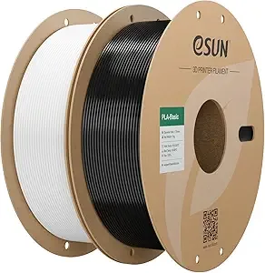 eSUN3D eSUN PLA Basic Filament, 3D Printer Filament High Speed PLA for Fast Printing, 1KG per Spool, 2 Spools High Speed 3D Printing Filament, Cold White + Black