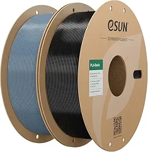 eSUN3D eSUN PLA Basic Filament, 3D Printer Filament High Speed PLA for Fast Printing, 1KG per Spool, 2 Spools High Speed 3D Printing Filament, Grey + Black