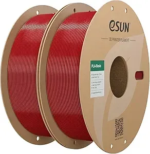 eSUN3D eSUN PLA Basic Filament, 3D Printer Filament High Speed PLA for Fast Printing, 1KG per Spool, 2 Spools High Speed 3D Printing Filament, Fire Engine Red