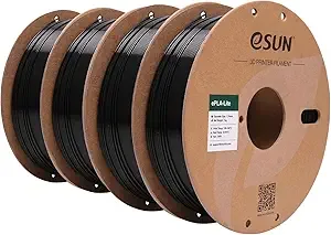 eSUN3D eSUN PLA Filament, High Toughness 3D Printer Filament Upgraded PLA Filament, Dimensional Accuracy +/-, 1KG per Spool, 4 Spools 3D Printing Filament for 3D Printers, Black