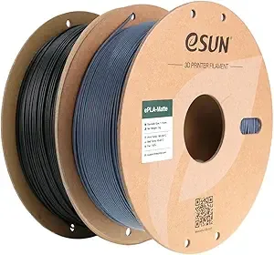 eSUN3D eSUN Matte PLA Filament, 1KG per Spool, 2 Spools Matte 3D Printing Filament for 3D Printers, Deep Black + Dark Grey