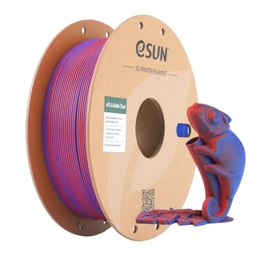 eSUN3D eSUN Dual Color Matte PLA Filament, Matte 3D Printer PLA Filament, 1KG Spool 3D Printing Filament for 3D Printers, Red Blue
