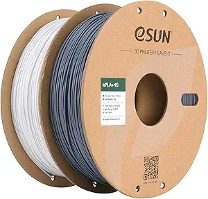 eSUN3D eSUN High Speed PLA+ Filament, 3D Printer Filament Speedy PLA Plus for Fast Printing, 1KG per Spool, 2 Spools 3D Printing Filament, Cold White + Grey
