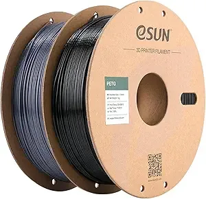eSUN3D eSUN PETG Filament, 3D Printer Filament PETG, 1KG per Spool, 2 Spools 3D Printing Filament for 3D Printers, Solid Black + Solid Grey