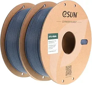 eSUN3D eSUN Matte PLA Filament, 1KG per Spool, 2 Spools Matte 3D Printing Filament for 3D Printers, Dark Grey
