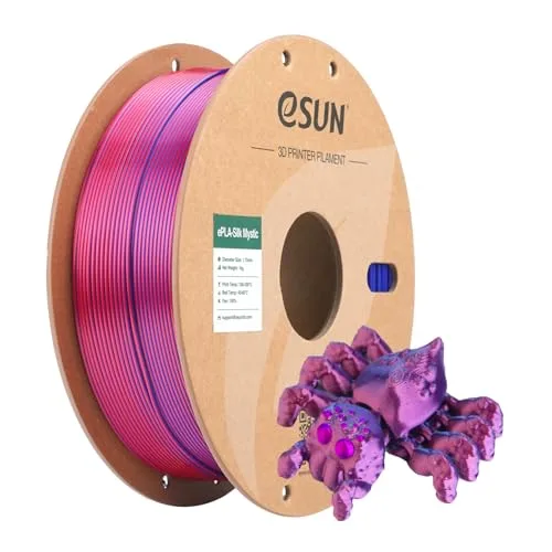 eSUN3D eSUN Silk Mystic PLA Filament, Shiny Silk Three Color Co Extrusion 3D Printer Filament, 1KG (2.2 LBS) Spool 3D Printing Color Change Filament for 3D Printers,Blue Red Purple