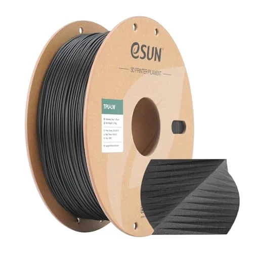eSUN3D eSUN TPU LW Flexible 3D Printer Filament 0.75KG Spool High Resilience Lightweight Foaming Matte Finish Soft TPU Filament for 3D Printers, Black