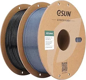 eSUN3D eSUN PETG Basic Filament, High Toughness Glossy PETG 3D Printing Filament, 1KG per Spool, 2 Spools 3D Printer Filament, Black + Grey