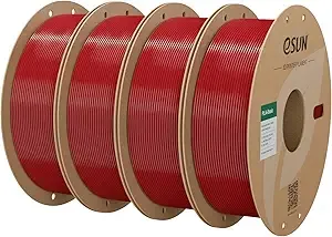 eSUN3D eSUN PLA Basic Filament, 3D Printer Filament High Speed PLA for Fast Printing, 1KG Spool, 4 Spools 3D Printer Filament, Fire Engine Red