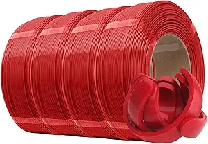 eSUN3D eSUN PLA+ Refilament, 3D Printer Refill PLA Plus, 1KG per Roll, 4 Rolls Spoolless 3D Printing Filament for 3D Printers, Fire Engine Red
