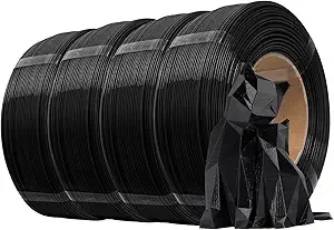 eSUN3D eSUN PLA+ Refilament, 3D Printer Refill PLA Plus, 1KG per Roll, 4 Rolls Spoolless 3D Printing Filament for 3D Printers, Black