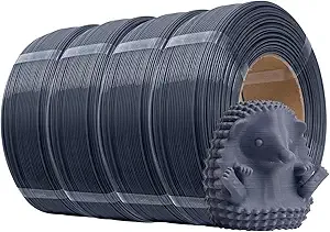 eSUN3D eSUN PLA+ Refilament, 3D Printer Refill PLA Plus, 1KG per Roll, 4 Rolls Spoolless 3D Printing Filament for 3D Printers, Grey