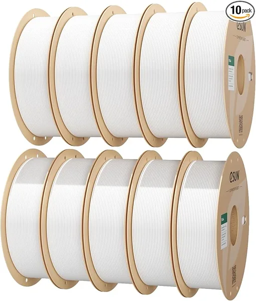 eSUN3D eSUN 10KG Bulk PLA+ Filament, Cold White, 10 Spool Pack (1KG/Spool) Pro-Grade High Toughness PLA Plus 3D Printer Filament, Clog-Free, Dimensional Accuracy +/-