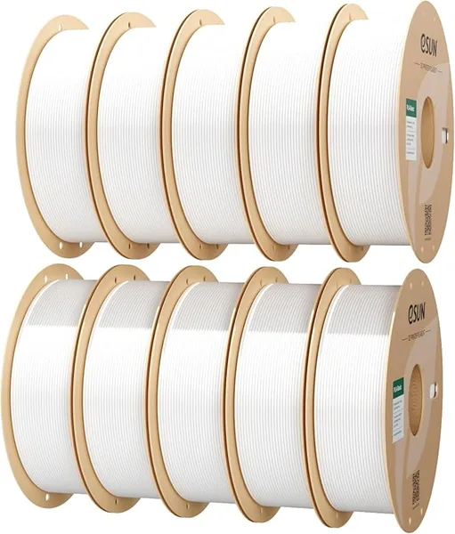 eSUN3D eSUN 10KG Bulk PLA Basic Filament, Cold White, 10 Spool Pack (1KG/Spool) High Speed PLA Bundle, 3D Printing Filament for Fast Printing
