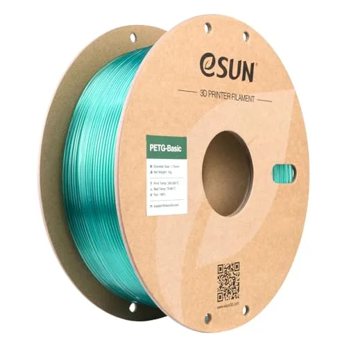 eSUN3D eSUN PETG Basic Filament, High Toughness Glossy PETG 3D Printing Filament, 1KG Spool (2.2 LBS) 3D Printer Filament, Translucent Light Green