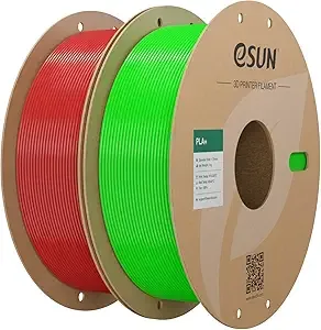 eSUN3D eSUN PLA+ Filament, 3D Printer Filament PLA Plus, Dimensional Accuracy +/-, 1KG per Spool, 2 Spools 3D Printing Filament, Fire Engine Red+Peak Green