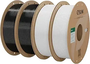 eSUN3D eSUN PLA+ Filament, 3D Printer Filament PLA Plus, Dimensional Accuracy +/-, 1KG per Spool, 4 Spools 3D Printing Filament,Black*2+Cold White*2
