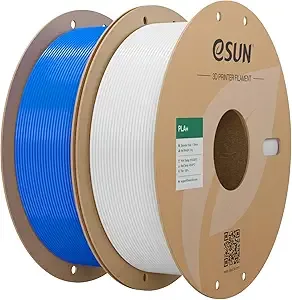 eSUN3D eSUN PLA+ Filament, 3D Printer Filament PLA Plus, Dimensional Accuracy +/-, 1KG per Spool, 2 Spools 3D Printing Filament, Blue+White