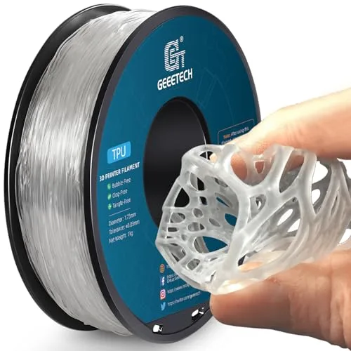 Geeetech GEEETECH Flexible TPU Filament, TPU Filament 95A for 3D Printer, 1kg Spool, Transparent