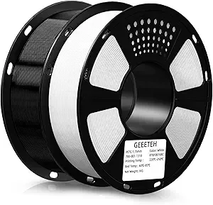 Geeetech Geeetech PETG Filament, 2kg (4.4lbs) / 2 Pack Upgraded High-Toughness 3D Printer Filament - ± Accuracy, Neatly Wound Durable, Non-Clogging & Non-Stringing (Black + White)