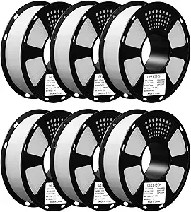 Geeetech Geeetech PETG Filament 6 KG, 6pcs 1kg spools, Upgraded High-Toughness 3D Printer Filament, ± Accuracy, Neatly Wound Durable, Non-Clogging&Non-Stringing, Fits Most FDM Printers, White