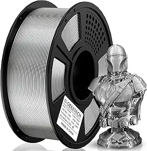 Geeetech GEEETECH PLA Filament, 0.5kg/500g Spool (1.1 LBS), Dimensional Accuracy ± 3D Printer Filament, Low Warping & High-Speed Printing, Fits Most FDM 3D Printers (Silver)