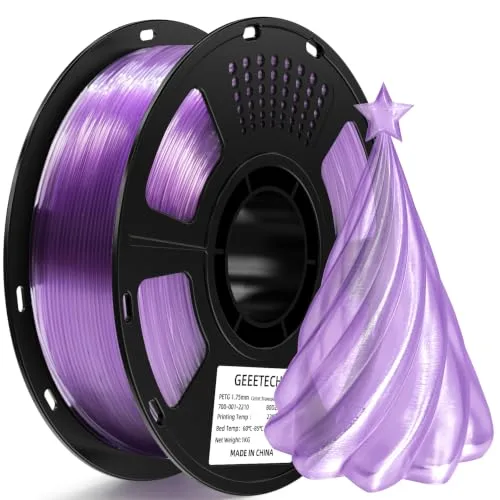 Geeetech GEEETECH PETG Filament Transparent Purple, 1kg Spool 3D Printer Filament PETG, Less Stringing Good Layer Adhesion, Tough Heat Resistant for FDM 3D Printing