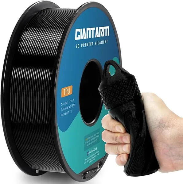 GiantArm GIANTARM TPU Filament Flexible Soft 3D Printer Consumables Black,95A 1kg Spool (2.2 lbs.), Dimensional Accuracy +/-