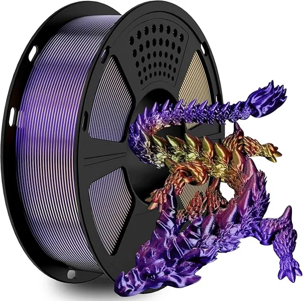 GiantArm GIANTARM Silk PLA Tri Color Filament 1kg (2.2lb), Metallic Shiny Triple Color Red/Gold/Purple Silk PLA Filament, ± Accuracy, Neatly Wound, Non-Clogging, Red& Gold & Purple