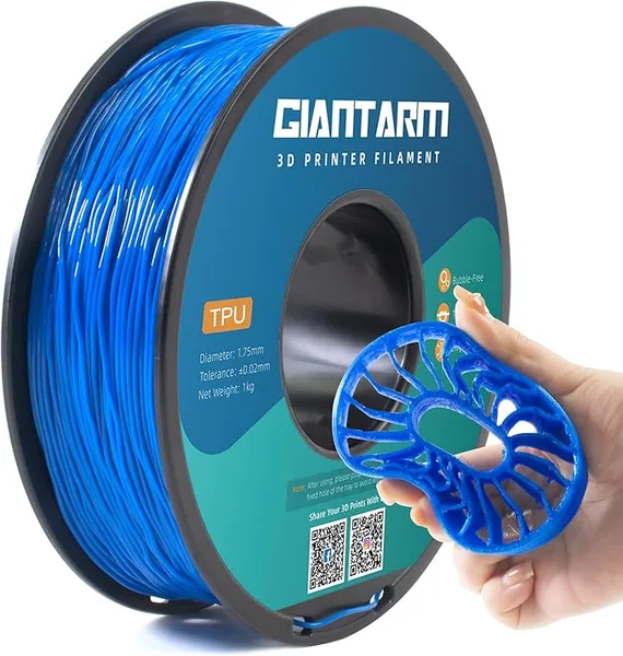 GiantArm GIANTARM TPU Filament 1Kg(2.2lbs), Blue Filament TPU, 95A Flexible 3D Printer Filament with High Elasticity, ± Accuracy, Neatly Wound & Moistureproof, Non-Clogging, TPU Blue