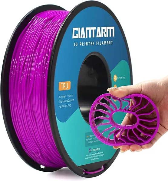 GiantArm GIANTARM TPU Filament 1Kg(2.2lbs), Purple Filament TPU, 95A Flexible 3D Printer Filament with High Elasticity, ± Accuracy,TPU Purple